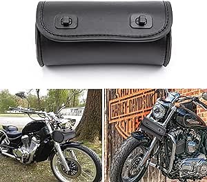 DUILU Motorcycle Handlebar Bag, Mini Saddle Fork Storage Tool Bag for Motorbike Bike (Black B)