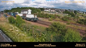 Recently named Direct Rail Services #Class68 68034 'Rail Riders 2020' & 68033 'The Poppy' ℹ️ 6K74 #Sellafield B.N.F. to #Crewe Coal Sidings 🎦 #Maryport Cartcom 📅 20/06/23 Rail Riders Club | Railcam