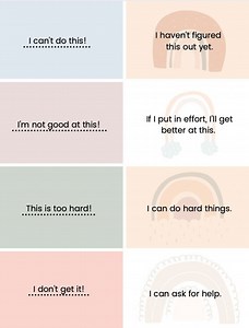 Fixed Vs Growth Mindset, Kids Growth Mindset Cards, Printable Mindset Resource, Teacher Printable, Positive Thoughts, Encouragement, Coping - Etsy