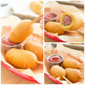 Homemade Corn Dogs!! I have quite a nostalgia for these, and they're seriously easy to make yourself. PRINTABLE RECIPE: http://www.fifteenspatulas.com/homemade-corn-dogs/ | Fifteen Spatulas