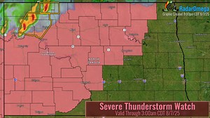 A severe thunderstorm watch has been posted for parts of North Dakota valid until 3am CDT tonight. Corridors of potentially widespread/locally damaging winds may evolve tonight, along with the potential for very large hail. A couple tornadoes will be possible. #NDwx | RadarOmega | Facebook