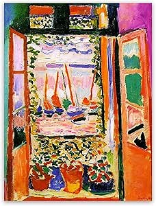 Henri Matisse Wall Art Open Window Collioure - Matisse Canvas Art Print - Colorful Wall Decor Poster Oil Paintings Reproductions for Living Room, Bathroom, Home Decor - UNFRAMED (12x16in/30x40cm)