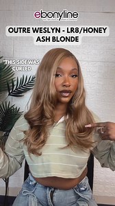 Wig: Outre Weslyn in color LR8/Honey Ash Blonde Yes, you can actually curl synthetic units! #ebonyline #outre #outrehair #OutrePerfectHairline #syntheticwig #gluelesswig #blondewig #ashblonde #mediumwig #wavywig #13x6 #LR8HNASBL | Ebonyline.com