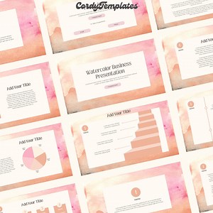 Plantilla de PowerPoint Negocios de acuarela Plantilla de presentación de PowerPoint Canva - Etsy México