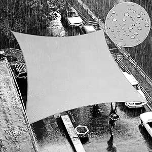 ShadeMart 7' x 8' Grey Waterproof Shade Sail Rectangle Sun Shade Sail 95% UV Resistant Canopy Awning Shelter Custom Size Sunshade for Backyard Patio Deck Balcony Pergola Garden