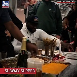 GIVING THANKS: A crowded New York City subway car was surprised with a Thanksgiving feast. | Fox News