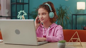 Caucasian Preteen School Girl Headphones Use Stock Footage Video (100% Royalty-free) 1102949757 | Shutterstock