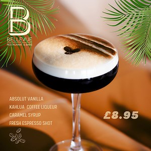 2.5K views |  Something to drool over…. Caramel Espresso Martini  ☕️ Absolut Vanilla | Kahlua Coffee Liqueur | Caramel Syrup | Fresh Espresso Shot Ok stop drooling… go get one ☝️  Available in the restaurant now #cocktails #martinilovers #bellevuebelfast #bellevue #weekendplans #drinkspecials #drinksdrinksdrinks #tastytreats | The Bellevue Arms | Facebook