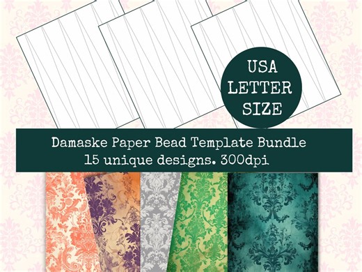 Damask Paper Bead Templates Bundle, 15 Printable Jewelry Making Strips (digital Download) - Etsy