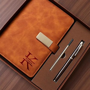Personalized Leather Refillable Notebook With Pen, A5 Journal Gift Box, Custom Name, Graduation Gift, New Job Gift, Corporate Gift for Boss - Etsy