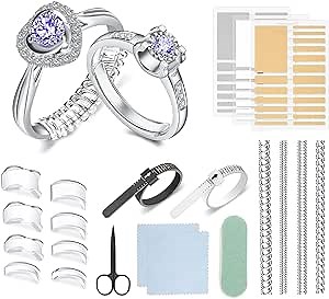 Amazon.com: 74 Pcs Ring Size Adjuster for Loose Rings Ring Spacer Ring Guards Ring Size Reducer with Ring Gauge MeasuringTool Jewelry Polishing Cloth and Scissors for Men and Women Any Rings Sizes : Arts, Crafts & Sewing