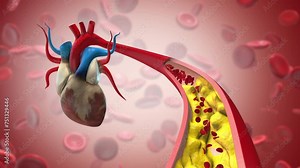 Cholesterol plaque in artery blocking blood flow