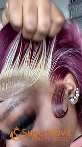 Everybody!!!!👸Go & get the same wig and rock it, beauties.💕💕💕 Hair: Burgundy 99J & Blonde 613 Skunk Stripe Highlight Transparent Lace Front Human🌼 >> https://web.supernovahair.com/12z | Supernova Hair