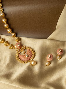 Buy PANASH Women Gold Plated, Pink Pearls Beaded Enamelled Handcrafted Jewellery Set - - Accessories for Women