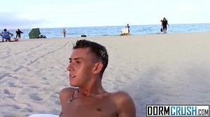 Skinny twink Tyler Eaten getting picked up on the nude beach