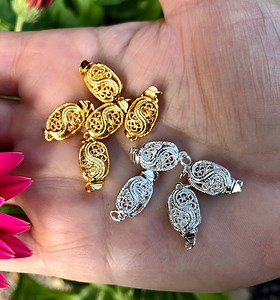 Clasp, Tab, Filigree Oval, Gold or Silverplated Box Clasp / Clasps for 1,2 or 3 Strands /silver or Gold Box Clasp Multi-strand Safety Unisex - Etsy