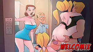 Crash in the elevator! Porn Cartoons