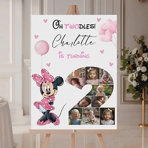 Minnie Mouse 2nd Birthday Welcome Sign: Photo Collage, Oh Twodles (digital Download) - Etsy Australia