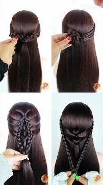 4 Easy Hairstyle Ideas for Girls 🎀 #braids #beauty #hair #viral #hairstyles