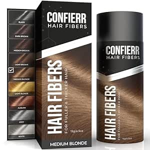 Keratin Hair Fibers for Men & Women - Fill In Fine or Thinning Hair, Instantly Thicker, Fuller Looking Hair (Medium Blonde 15g)