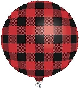 Buffalo Check 18" Round Mylar Balloon,Buffalo Plaid Party Collection Havercamp