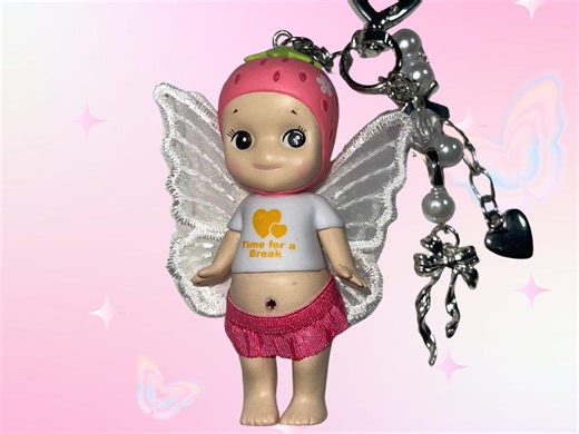 Custom Sonny Angel Keychain – Strawberry Fairy Figure Bag Accessory (handmade) - Etsy