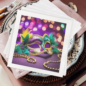 Mardi Gras Napkins, Masquerade Party Decor, Mardi Gras Mask Napkins, Fat Tuesday Table Decor, Carnival Party Supplies - Etsy