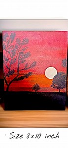 Sunset Serenity - Paysage acrylique original 8 × 10 peint à la main sur toile - Etsy France