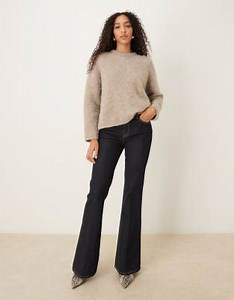 Mango Violeta 100% cotton pleat front flared jeans in indigo | ASOS