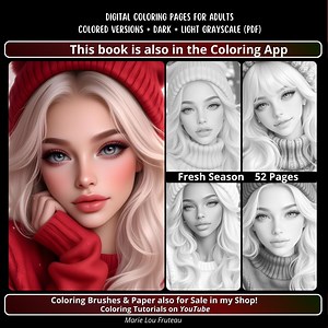 52 Grayscale Coloring Pages for Adults | Beautiful Women's Portraits | Winter Season | "fresh Season" - Etsy Canada