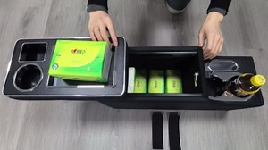 Truck Center Console Organizer Between Seat for Minivans, SUVs, Middle Van Bench Organizer for Floor Between The Back Seat Console 18 Wheelers Locking Design with Sliding Lid Design