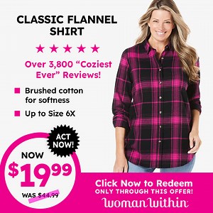 58 reactions · 5 comments | Feel Great in Flannel! Get Our Top-Rated Classic Flannel Shirt for Just $19.99 Through This Exclusive Offer. Limited Time Only! | Woman Within | Facebook