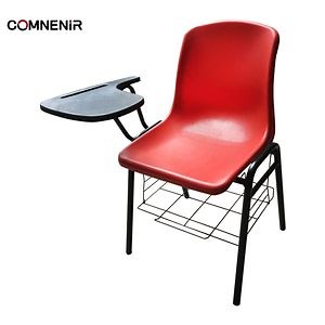 [Hot Item] New Modern Study Desk Plastic Classroom Furniture Stackable High School Chair with Tablet Writing Pad Attached for Student Adult