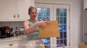 3 Pack Hanging File Organizer, Clear Acrylic File Box Organizer, Bamboo Filing Box File Crate Organizer Storage Boxes, Portable Filing Organizer with Handle for Letter Size