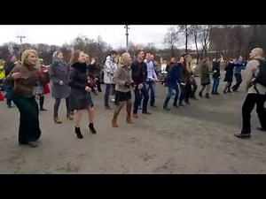 Flashmob dance in Moscow, Russia