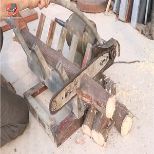 Firewood cutting machine by using chainsaw chains | Gracias Invention