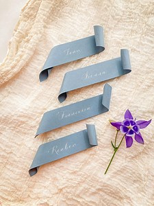 Dusky Blue Wedding Place Name Scrolls in Calligraphy - Etsy