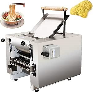 NEWTRY Electric Commercial Pasta Maker Machine - Dumpling Dough Noodle Skin Maker 66lb/h Multi-function Pasta Spaghetti Roller Pressing Machine 550W (Flat noodle 6mm blade)