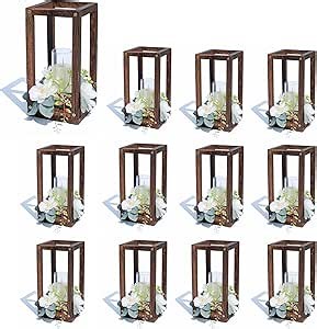 Wooden Lanterns for Wedding Centerpieces 12PCs Table Lanterns for Centerpieces (No Candles No Flowers) Wedding Lanterns
