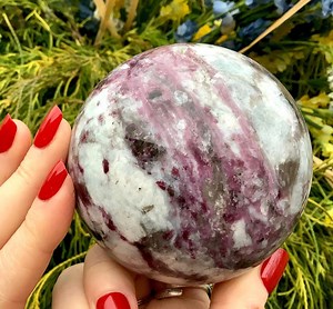 Red Tourmaline Crystal Ball: Rubellite in White Quartz, Metaphysical Altar Decor - Etsy