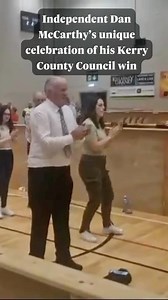 Independent Dan McCarthy celebrates his re-election to Kerry County Council in a unique way. His win for Kemare local electoral area came after a three day count. For full results go to IrishTimes.com #le24 #le2024 #elections2024 #kerry. Video: Anne Lucey | The Irish Times