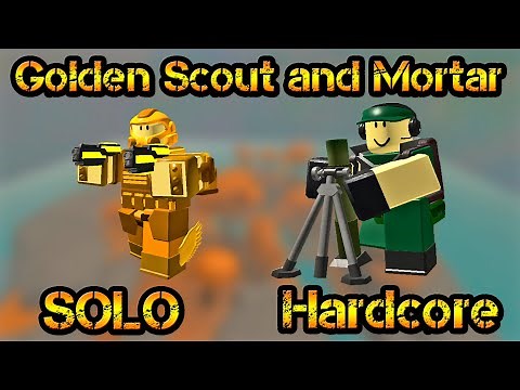 SOLO Hardcore Mode Roblox Tower Defense Simulator with Golden Scout and Mortar