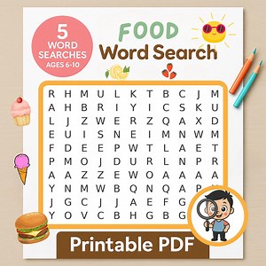 Food Word Search Puzzle: Fun Learning Activity (printable PDF) - Etsy