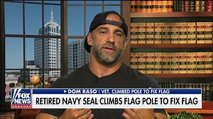 "It was a no-brainer." A veteran has captured the hearts of social media users after he climbed a flag pole at the Navy SEAL monument in Virginia to fix a loose American flag. https://fxn.ws/2XOds0C | Fox News