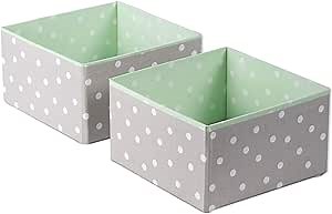 Home Traditions CBBB01343 Foldable Cloth Storage Box Closet Dresser Organizer Cube Basket Bins Containers Divider with Drawers for Underwear, Bras, Socks, Ties, Scarves, Square, Gray Polka Dot
