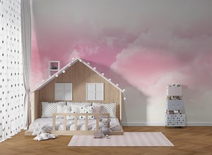 White Pink Clouds Girl's Room Wallpaper - Etsy UK