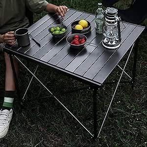 WOLF WALKER Portable Camping Table Ultralight Aluminum Compact Folding Camping Side Table with Carry Bag Barbecue Table for Outdoor Picnic BBQ Cooking Beach Backyards