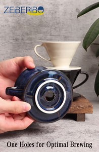 Pour Over Coffee Maker, Single Cup Ceramic Coffee Dripper, Reusable Filter Cone Drip Holder Slow Brewer with Hole Flat Bottom for Home, Office, Travel, Camping (White)