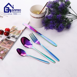 [Hot Item] PVD Ion Plating Colorful Eating Utensil Stainless Steel Flatware Fork Knife Set