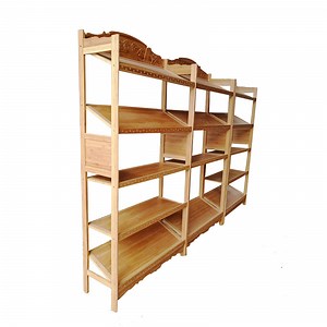 [Hot Item] Customized Bamboo Wooden Cabinet Office Bathroom Accessories Flower Display Racking